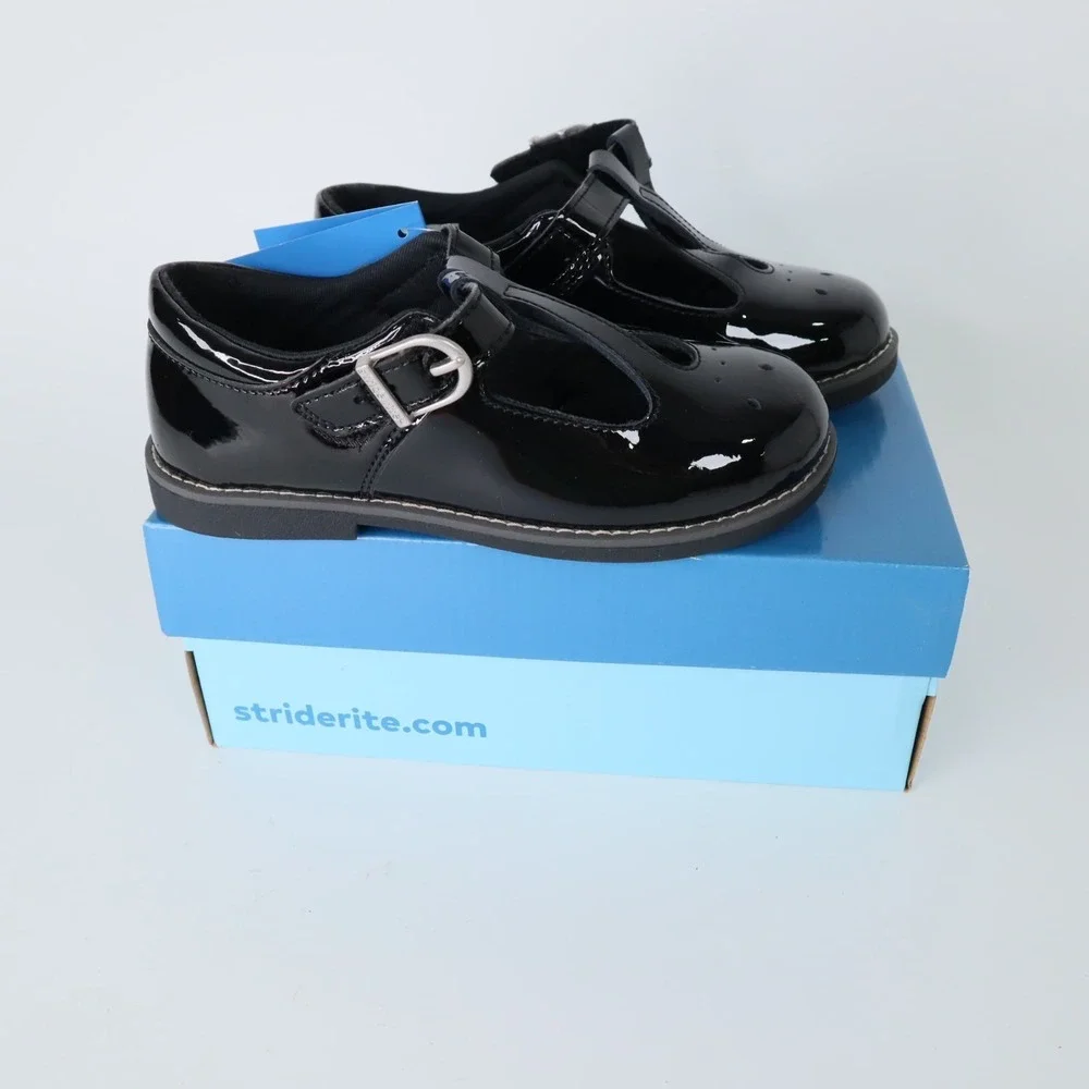 Stride Rite Big Girls Sr Susie Mary Jane Flats Size 12.5 Shoes Black Patent NEW